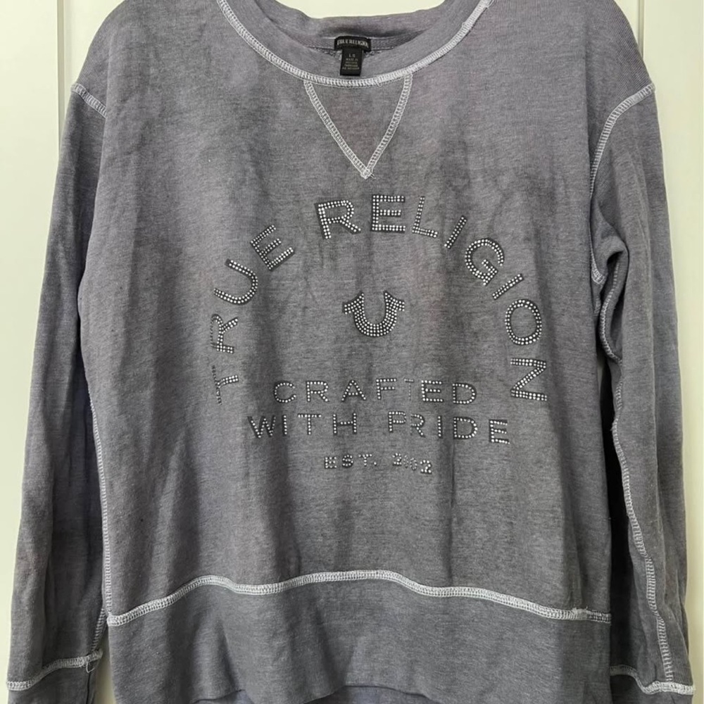 Vintage True Religion Crewneck Sweater with Contrast Stitching